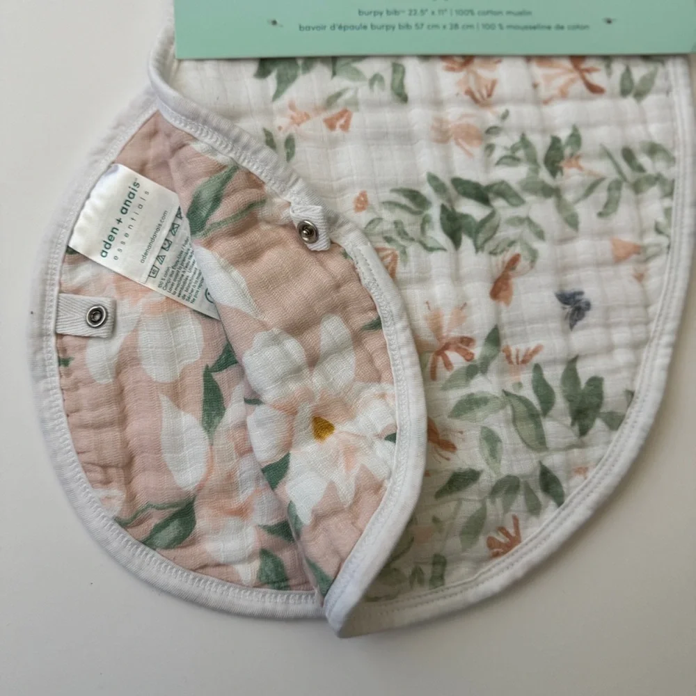 NEW Aden + Anais Burpy Bib Classic Muslin Cotton Breathable Floral Print